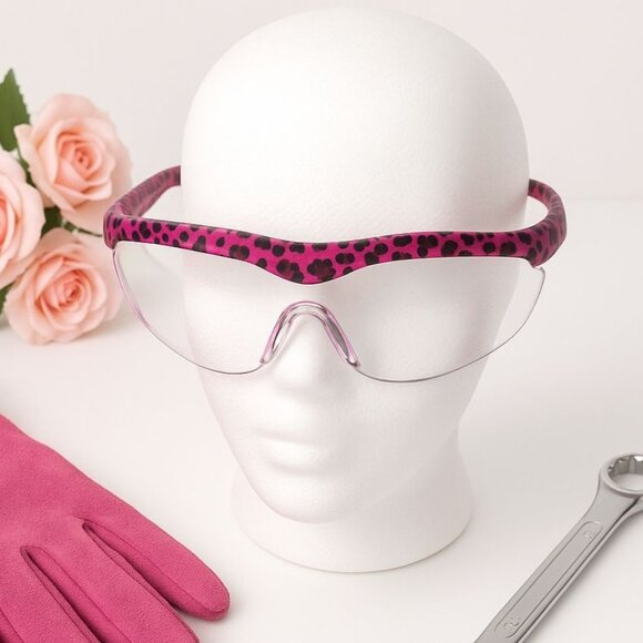 Pink Leopard Safety Glasses Glam Protective Eyewear Healthcare Workshop Fitness - Picture 1 of 5